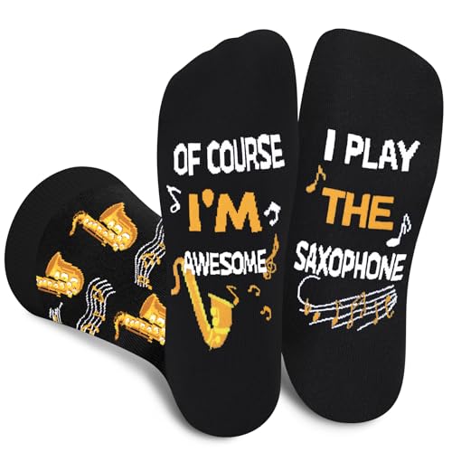 Lustige Saxophon Socken Herren Papa Jungen - Musik Bunte Männer Witzige Coole Bedrucken Verrückte Muster Socken Mit Motiv Funny Socks - Saxophonist Musiker Valentinstag Weihnachten Geschenke Vatertag