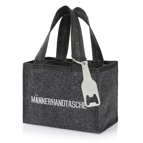 Nordstern Männerhandtasche aus Filz mit 6 Fächern incl. Flaschenöffner Vatertag, Geburtstag oder als Mitbringsel - 24 x 15 cm