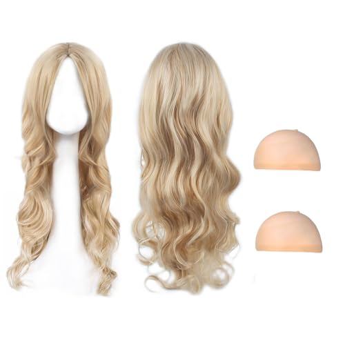 AYNKH Golden Wave lange lockige Perücke, 68 cm, lockig, lange Perücke, Damen, Fantasie, Glamour-Kleid, volle Haarwelle, Alternative Kostüm, Cosplay, Party
