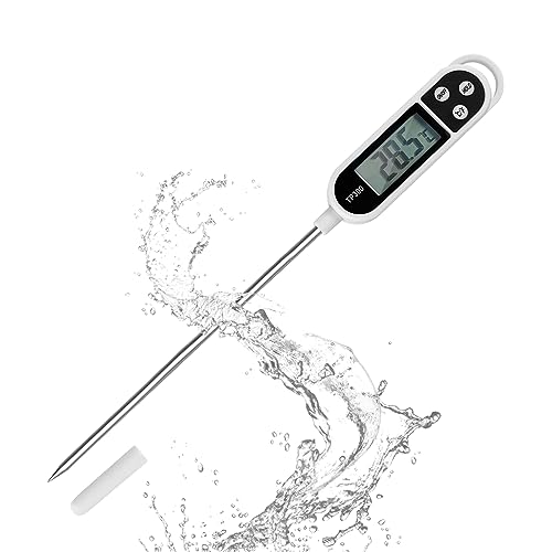 Nutabevr digital Küchenthermometer(Batterie Enthalten),Küchenthermometer LCD mit Langer Sonde,Instant Read,Hausmannskost-Thermometer,für Backen,Grill, Baby Milch, Wasser(-50°C bis +300°C)