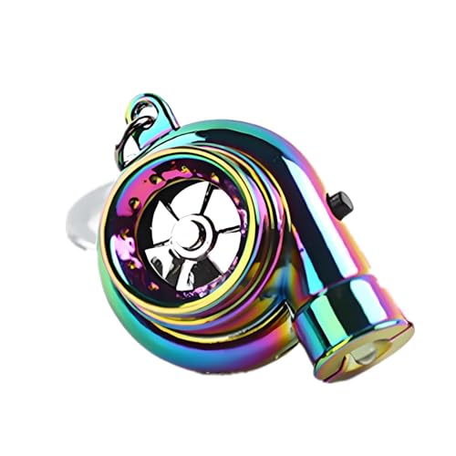 Nicoone Elektrischer Turbo-Schlüsselanhänger, Mini-Turbolader-Schlüsselanhänger mit Sound und LED-Licht-Metall-Schlüsselanhänger, bunt, 10cm x 3.5cm / 3.9 x 1.4