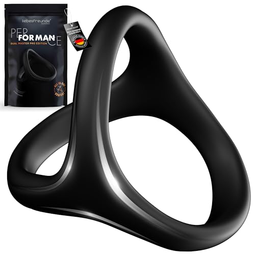 Liebesfreunde® Dual Master Pro X Penisring & Hodenring - Optimierte Passform - Dehnbarer Silikon Cockring für Männer, Sex Spielzeug für Paare