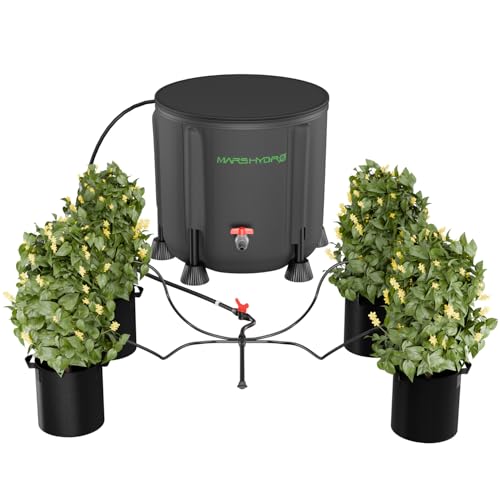 MARS HYDRO Automatische Bewässerung Bewässerungssystem indoor mit Faltbarem 50L-Eimer, Verbesserter 24W-Wasserpumpe, 8 Tropfdüsen, Gartenbewässerungssystem für Innenräume, Rasen, Gewächshaus, Hof