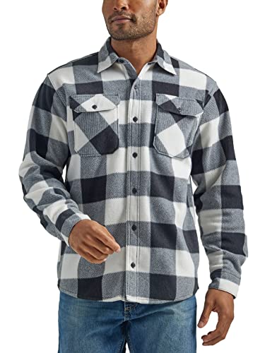Wrangler Authentics Herren Fleece hemdjas met lange mouwen Hemd mit Button Down Kragen, Birkenbüffel, M EU