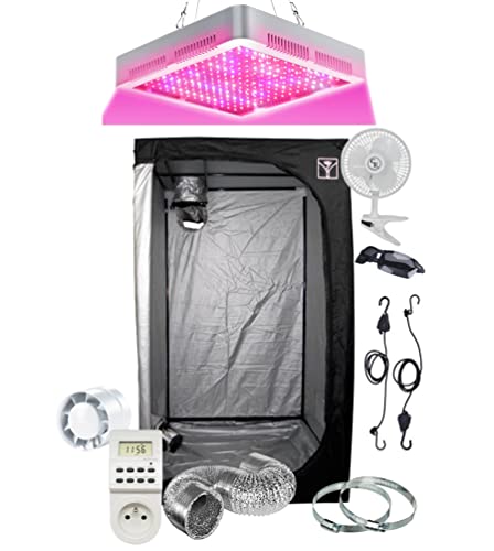 SUPACROP Growbox Indoor-Kulturset, 40 x 40 x 120 cm oder 60 x 60 x 140 cm oder 80 x 80 x 160 cm, LED 200 W Full Spectrum mit Schalter für Wachstum/Blüte