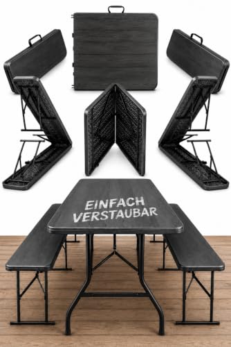 Koll Living Bierzeltgarnitur Nomad – 3-teiliges Bierbank Set klappbar | Biertisch, 2X Bank | aus Kunststoff | UV- und witterungesbeständig