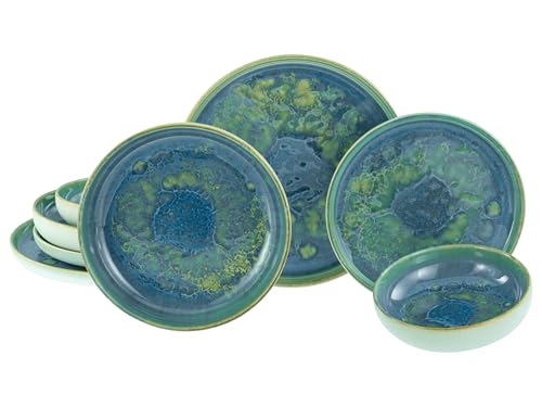 Creatable, 22447, Serie Yuki, 8-teiliges Geschirrset für 2 Personen, Teller Set aus Steinzeug, spülmaschinen- und mikrowellengeeignet, Made in Europe