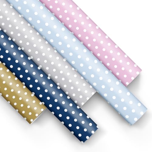 PAW Geschenkpapier 200 x 70 cm, 5 Rollen - Punkte