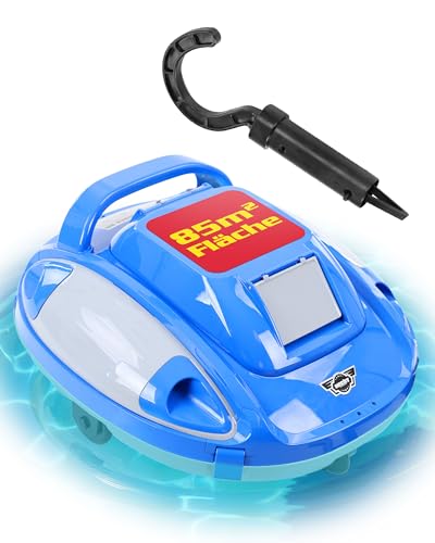 Hecht Poolroboter kabellos – 110 min Laufzeit, 5000 mAh - Akku Poolsauger & Poolreiniger für Boden & Wand bis 85 m², 1 klick Bedienung, leicht 3 kg, für jeden Pool geeignet