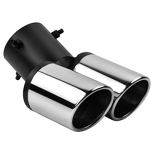 Wisebom Auspuffblende Auto Universell Auspuff Schalldämpfer Endrohr, Edelstahl Auto Auspuff Endrohr Doppel Schräg Auslass Endrohr, Auspuffspitzen Auto Zubehör