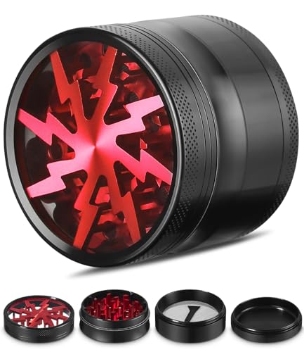 Grinder 2.5inch, Grinder Edelstahl mit Scraper und kleine Bürste, Gewürze Schleifer Gewurzmühle Mill, Crusher für Spice, Gewürze, Rot