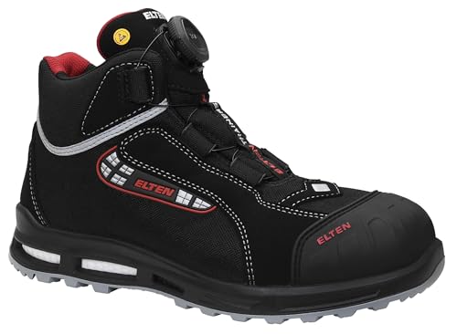 ELTEN Sicherheitsschuhe Sander XXT Pro BOA ESD S3S, Damen und Herren, Textil, Kunststoffkappe (Leichter als Stahlkappe), leicht, sportlich 43, Schwarz-Rot