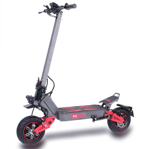 HWWH H8 Elektro Roller Erwachsene 11Zoll Scooter Electric C-Typ Doppelfederung Doppelte Hydraulische Scheibenbremsen Max Reichweite 80KM Max Belastung 150KG