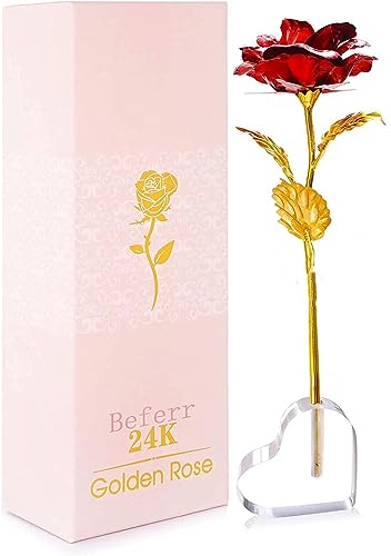 PIQIUQIU Rose Künstliche Infinity Rosen mit Herzständer, für Valentinstag Jubiläum Muttertag Geburtstag