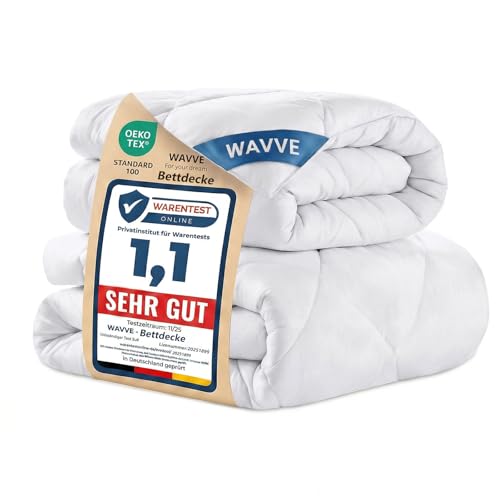 WAVVE Bettdecke 135x200 cm 2 teilig Inklusive Ganzjahresdecke 300gsm + Sommerdecke 150gsm ＝ Winterdecke 450gsm, Steppdecke Mikrofaser Weiß