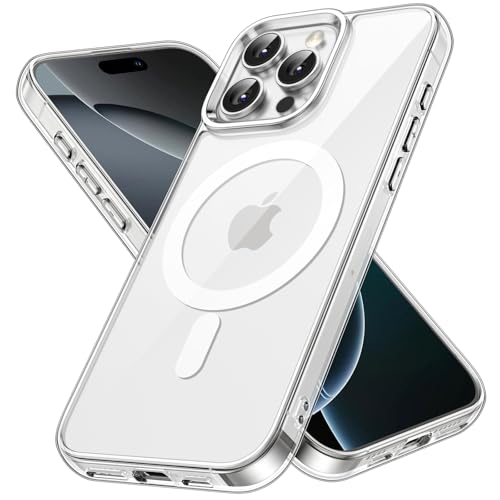 JETech Magnetisch Hülle für iPhone 16 Pro Max 6,9 Zoll Kompatibel mit MagSafe, Stoßfest Stoßfänger Handyhülle, Anti-Kratzer Transparent Rückseite (Durchsichtig)