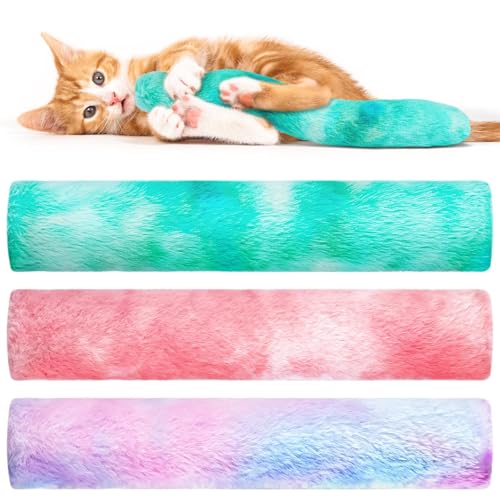 OSDUE 3Pcs Katzenminze Katzenspielzeug, Katzen Spielzeug Set, Katzenkissen mit Katzenminze Katzen Baldrian Kissen Plüsch Schmusekissen, Weiches Flauschiges Haustier beruhigendes Spielzeug