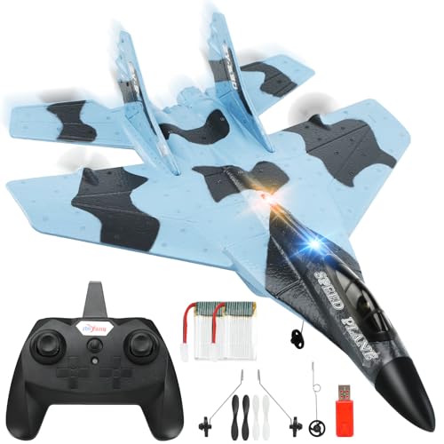 GirlDiary RC Flugzeug 2-Kanal, 2,4GHz Fernsteuerung Ferngesteuertes mit Gyro und Lichtern, 275m Reichweite, einfach zu Fliegende RC Flugzeuge RTF für Erwachsene, Anfänger und Kinder 8-12 Jahre