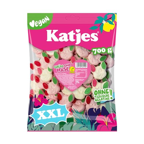 Katjes Grün-Ohr Hase Großpackung – Schaumzucker mit Fruchtgummi in Häschen-Form, fruchtiger Mix in unterschiedlichen Geschmacksrichtungen, vegan, 700 g