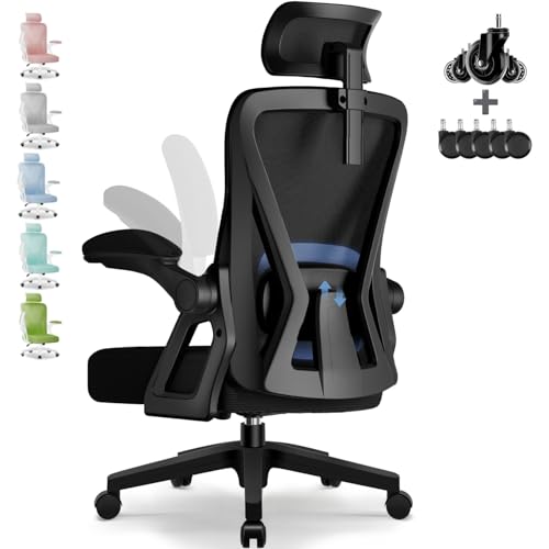 Airchros Bürostuhl,Bürostuhl Ergonomisch mit Verstellbarer Kopfstütze,Armlehnen und Lendenwirbelstütze, Schreibtischstuhl Drehstuhl Wippfunktion bis 135°,Chefsessel Rückenschonend, 150kg