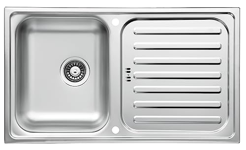 Respekta Riverside Edelstahl Spülbecken / 1 Becken Einbauspüle in ‎86 x 50 cm / Edelstahlspüle mit Abtropffläche geeignet für Unterschränke ab 50 cm Breite