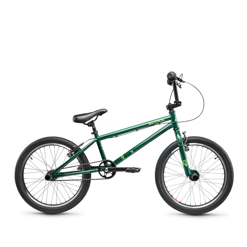 S’COOL XtriX BMX Jugendfahrrad 20 Zoll, 1 Gang, Alurahmen, für Schule & Freizeit, Kinder 6–9 J., Farbe: Dark Green/Neon Green