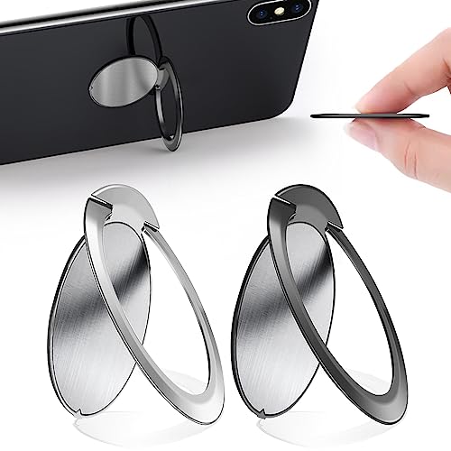 yuejuhe 2 Stück Handy Ring Halterung, 360 Grad Drehung 1,8 mm Ultradünner Ring Ständer, Handy Halterung Finger für Smartphone, Magnetische Autohalterung
