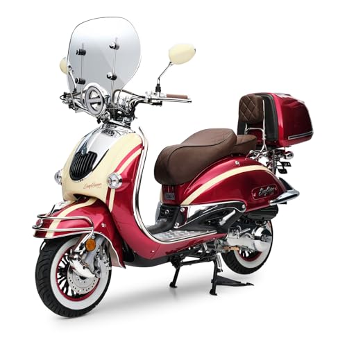 Burnout EasyCruiser Artemis Motorroller 125 ccm, 85 km/h, Rot Beige Metallic, Euro 5, 9 PS (6,3 kW), Einspritzsystem, Windschild, Topcase, Voll-LED, USB, digitales Tacho