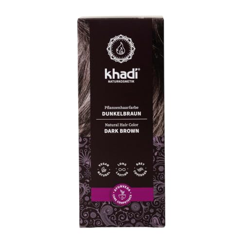 khadi Dunkelbraun Pflanzenhaarfarbe, Naturhaarfarbe dunkles Braun, 100 g