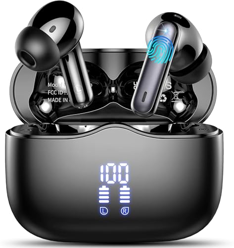 Bluetooth Kopfhörer, Kopfhörer Kabellos Bluetooth 5.4 In Ear Kopfhörer mit 4 ENC Noise Cancelling Mic, Kabellose Kopfhörer Tiefer Bass Wireless Earbuds 40Std, IP7 Wasserdicht Ohrhörer LED Anzeige