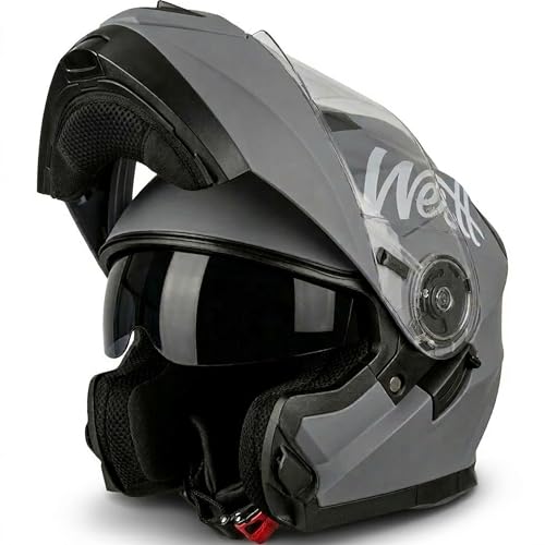 Westt Motorrad Klapphelm mit Sonnenblende & Doppelvisier – ECE 22.06 Zertifiziert – Integralhelm leicht aus ABS/EPS – Bluetooth vorbereitet – herausnehmbares Waschfutter – Motorradhelm Damen & Herren