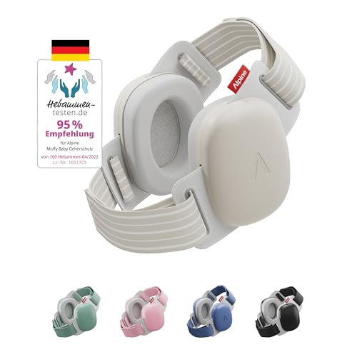 Alpine Muffy Baby Comfort - Gehörschutz für Babys & Kleinkinder - Getestet in Deutschland - Einzigartiges Kopfband für Sicheren & Bequemen Sitz - Verstellbar <5 Jahren - Kopfhörer Lärmschutz, Beige