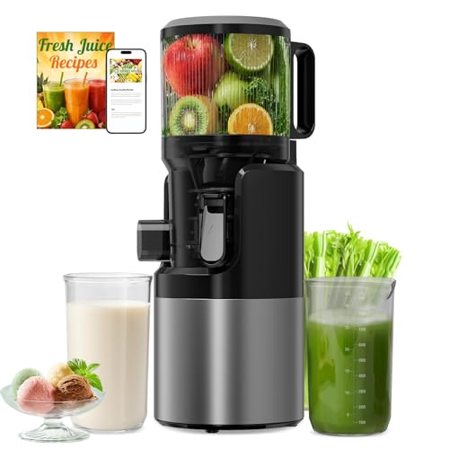 Entsafter Slow Juicer 400W mit 152 mm Extra großem Einfüllschacht für ganze Früchte & Gemüse, hohe Saftausbeute, 3-in-1 Sieb (Saft, Sorbet & Nussmilch), BPA-frei, Spülmaschinengeeignet, 1,8L