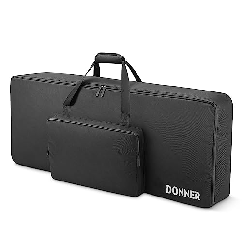 Donner Gigbag für 61-Tasten-Keyboards, tragbares Keyboard-Klavier-E-Piano-Case mit Reißverschlüssen und Tragegriff, wasserdicht, 10 mm gepolstert, 600D Oxford Nylon, 104 x 13 x 41 cm, Schwarz