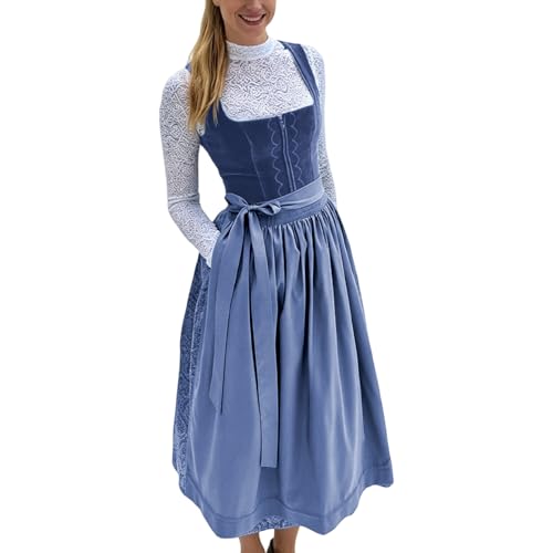 Dirndl Grosse Grössen Oktoberfest Dirndel Drindl Für Mollige Damen 46 Midi Mini 50cm Kleid Lang Trachtenrock 146 Trachtenmode Frauen Dunkelblau Curvy Pink Größe 48 Blau Outfit Mit Bluse,Dunkelblau,XS