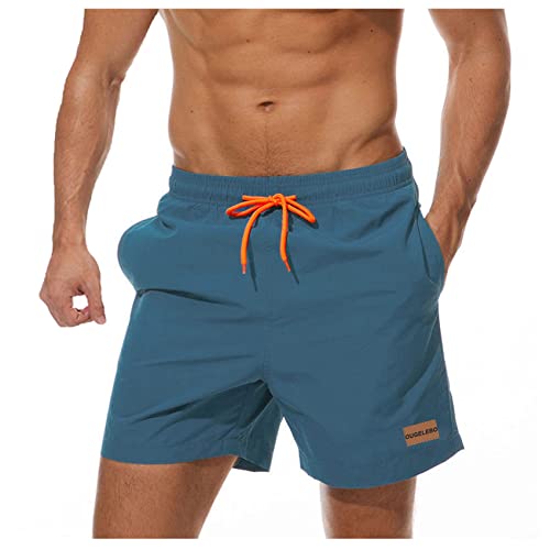 Ougelebo Badehose Herren Badeshorts Herren Kurz Männer Schnelltrocknend Boardshorts Schwimmhose Strandshorts Swimming Shorts Men Pfauenblau S