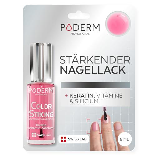 PODERM Nagelhärter Lack mit Biotin, Silizium und Keratin - Stärkt und repariert beschädigte, geschwächte, brüchige Nägel durch Gel-Nagellack, Alterung – Gloss Shine - Hände & Füße - Swiss Made