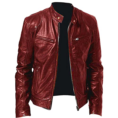 Generisch Lederjacke Herren Echtleder Motorrad Jacke Herren Pilotenjacke Vintage Freizeit Lederblouson