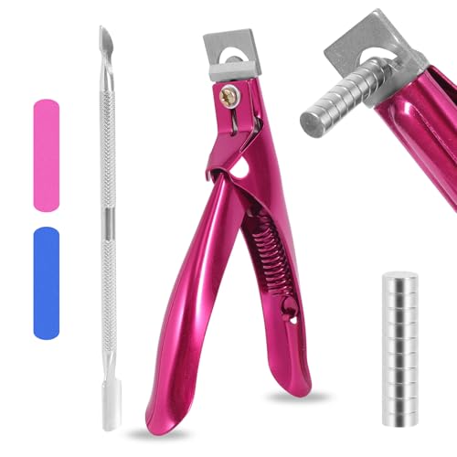 Upgade Acryl Nagelknipser Gelnägel Set, Tip Cutter mit Magnete Nagelfeile Stahl Push, Edelstahl Falsche Nagelknipser, Nagelknipser für Acrylnägel, Professionelle Nagelknipser für Home Nail Art
