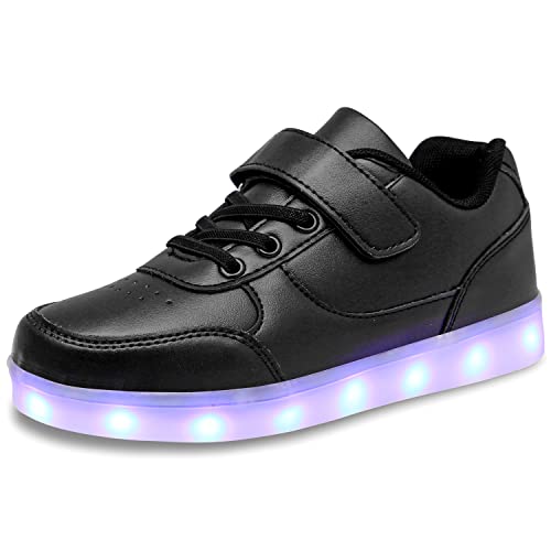 Kinder-Turnschuhe, LED-Schuhe, leuchtend, blinkend, USB-Aufladung für Jungen und Mädchen, Dblack, 19 EU