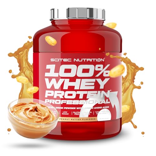 Scitec Nutrition 100% Whey Protein Professional - Angereichert mit zusätzlichen Aminosäuren und Verdauungsenzymen - Glutenfrei - Palmölfrei, 2.35 kg, Erdnussbutter