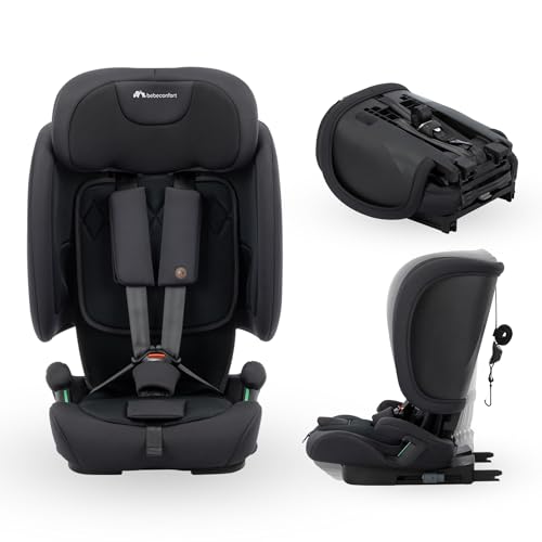 Bebeconfort Ever & Go i-Size, Mitwachsender Kindersitz 9-36 kg, 15 Mon. bis 12 J., 76-150 cm, Klappbarer Kinderautositz, Kompakt + Leicht (6 kg), 15 Kopfstützenpositionen, Full Black