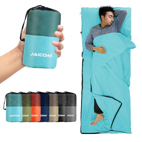 JAICOM Hüttenschlafsack, Ultraleichter Seideschlafsack für Reise, 2in1