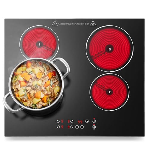 KICHPOWER Glaskeramikkochfeld 4 platten, Einbau Glaskeramikkochfeld, Kochfeld 4 Platten, 6000W Kochfelder, 4 Brenner Kochfeld 60 cm, Touch-Steuerung, 9 Leistungsstufen, 1-99 Min Timer für Alle Töpfe