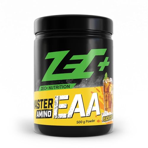 Zec+ Master Amino EAA Pulver – 8 essentielle Aminosäuren und dem patentierten Wirkstoff AstraGin, 100% vegan, Made in Germany (Pfirsich-Eistee)