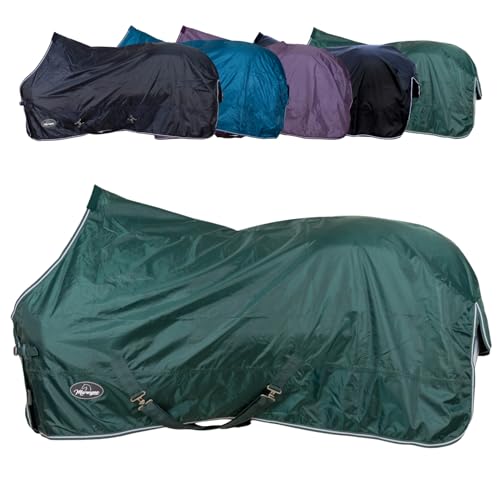 Marengos - Regendecke 420D Economic – leichte Pferdedecke für Regen – atmungsaktiv & wasserdicht – Weidedecke mit Kreuzgurten – Outdoordecke für Pferde – 135 cm in Tannengrün
