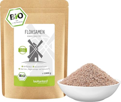 Flohsamen ganz BIO 1000 g I 99% Reinheit I ballaststoffreich I indische Flohsamen 1 kg - bioKontor