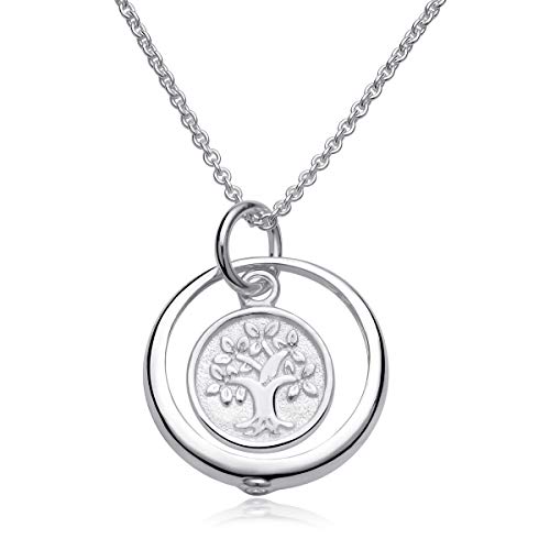 MATERIA 925 Silber Taufkette Mädchen Junge Lebensbaum - Taufgeschenk Baby Kinderkette 34-37cm mit Zirkonia Stein CO-36