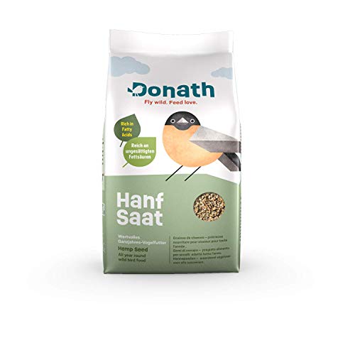 Donath Hanfsaat - Hanfsamen sind kleine Kraft- und Vitalpakete - mit vielen wertvollen Fettsäuren - wertvolles Ganzjahres Wildvogelfutter - aus unserer Manufaktur in Süddeutschland - 2 Kg