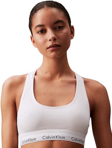 Calvin Klein Damen BH Bralette Unlined Sport, Weiß (White), M